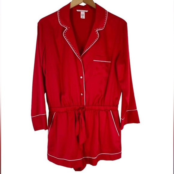 VS Red Satin PJ Rromper - Picture 3 of 4